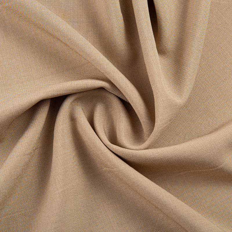 DS675 221GSM Imitation acetate Lelis 2/2 Light Brown twill Polyester fabric for business casual wear and trousers