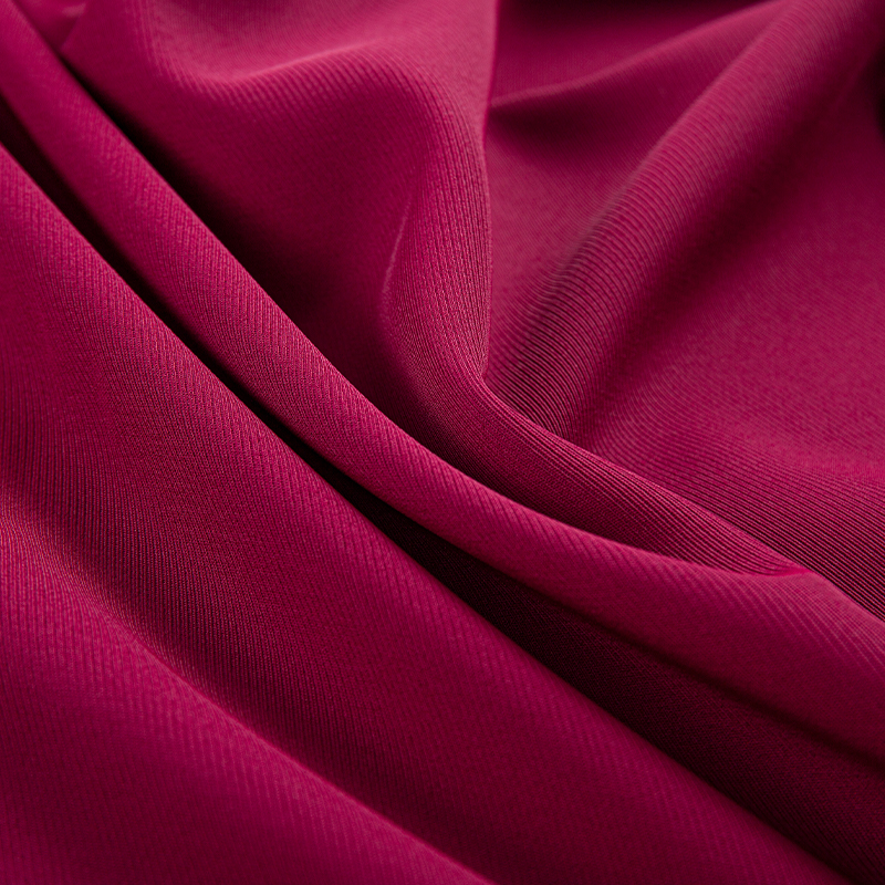 DS382 red 272GSM Dull matte filament twill fabric, polyester four-sided stretch, skin-friendly drape, wrinkle-resistant and wear-resistant
