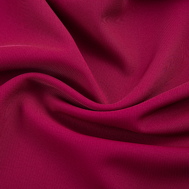 DS382 red 272GSM Dull matte filament twill fabric, polyester four-sided stretch, skin-friendly drape, wrinkle-resistant and wear-resistant