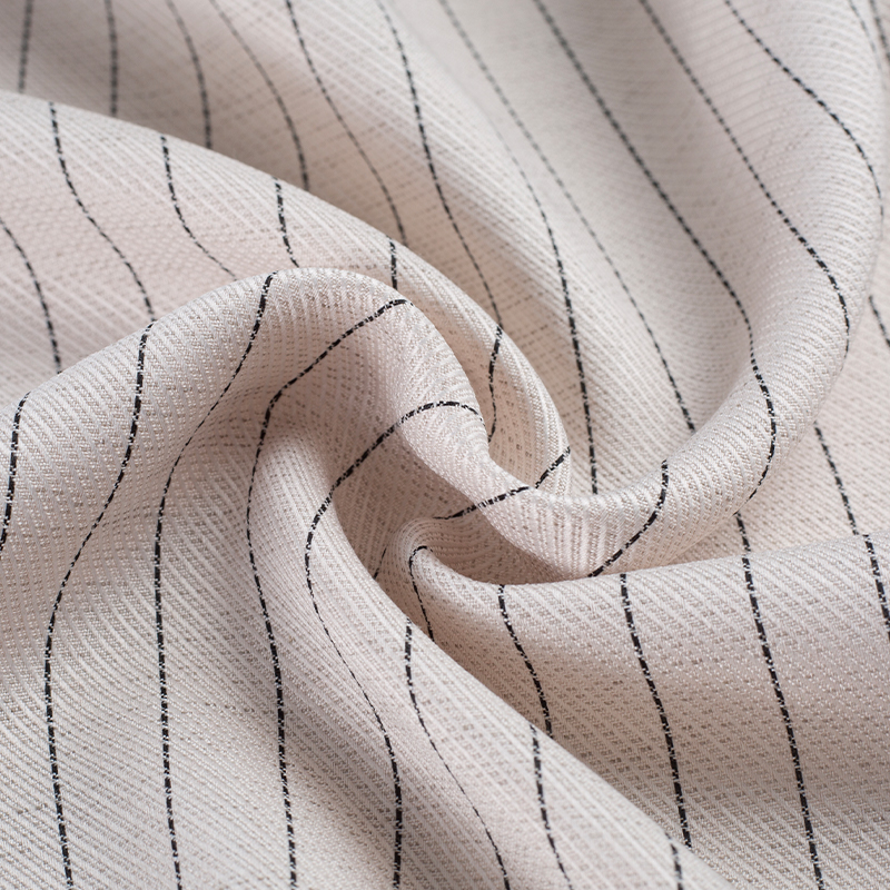 HY529-Linen Lauris Black Silk Strips Lyocell Fabric