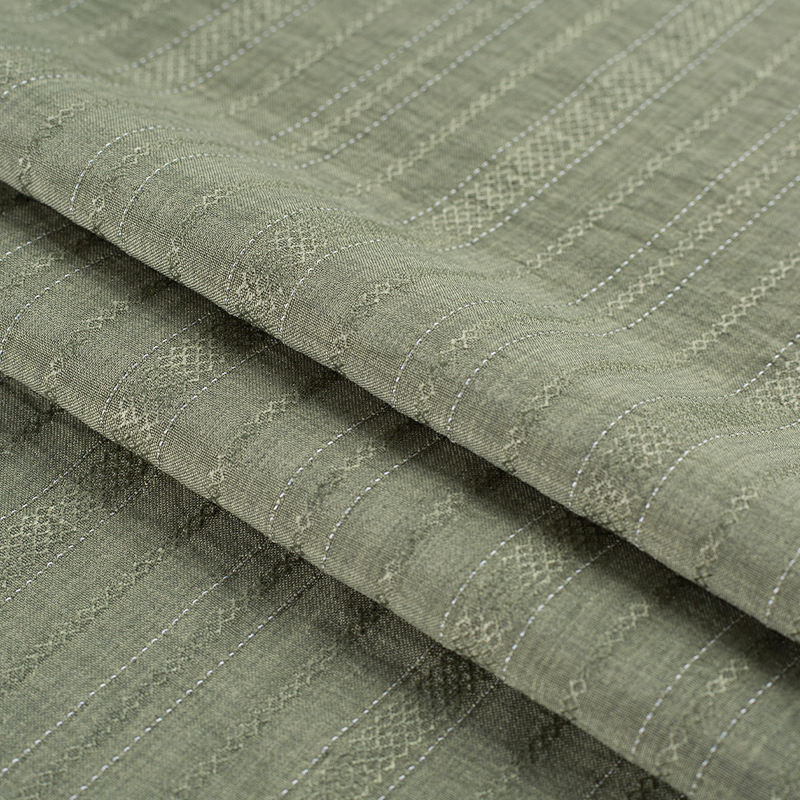 HY557-Rayon 136GSM 99%P 1% Rayon Diamond Alternating Thickness Stripe Lyocell Fabric